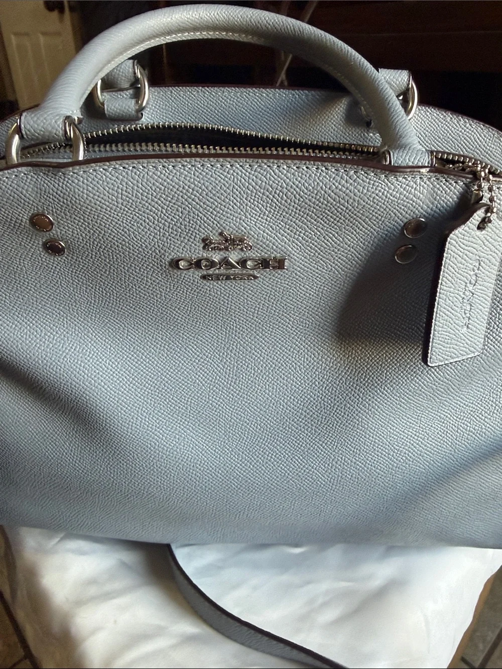 Coach Light Gray Leather Satchel